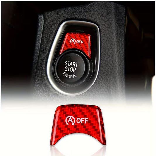 BMW SERIE 3 4 ADESIVO COPERTURA PULSANTE START STOP A OFF EFFETTO CARBONIO ROSSO